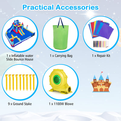 *Rocket Theme Inflatable Water Slide Park with 1100W Blower