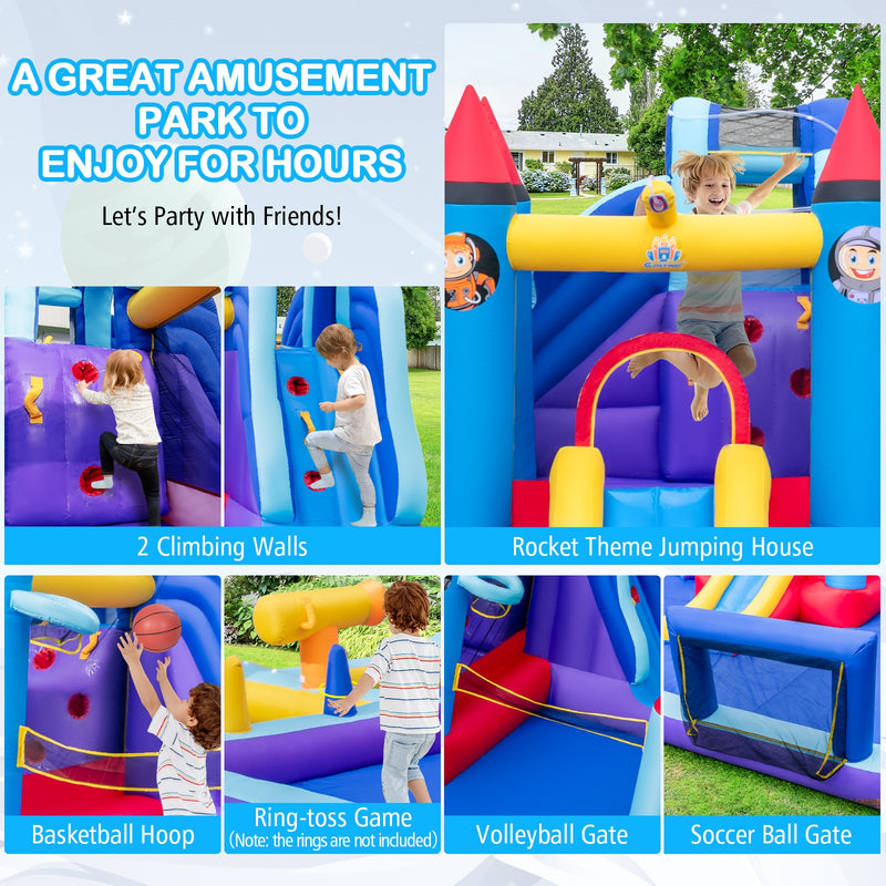 *Rocket Theme Inflatable Water Slide Park with 1100W Blower