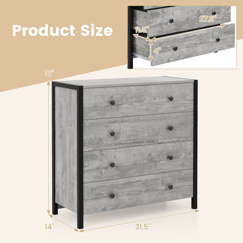 4-Drawer Dresser Modern Wooden Chest of Drawers for Bedroom Living Room-Gray