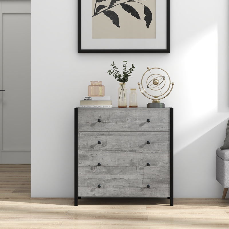 4-Drawer Dresser Modern Wooden Chest of Drawers for Bedroom Living Room-Gray