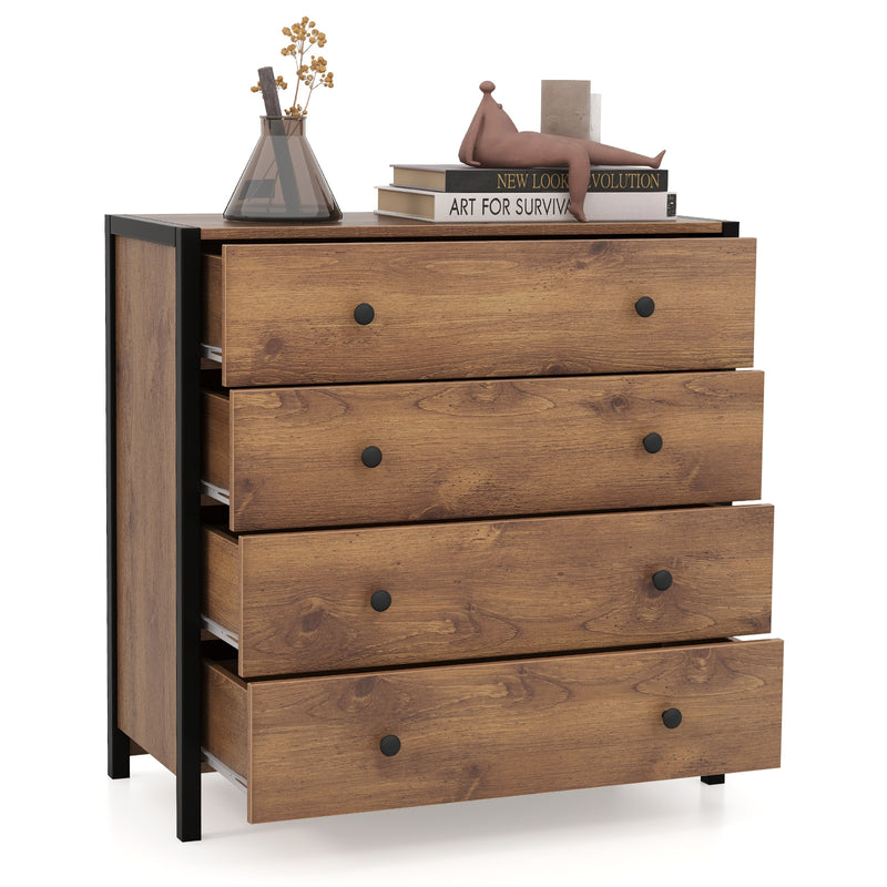4-Drawer Dresser Modern Wooden Chest of Drawers for Bedroom Living Room-Oak