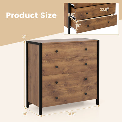 4-Drawer Dresser Modern Wooden Chest of Drawers for Bedroom Living Room-Oak