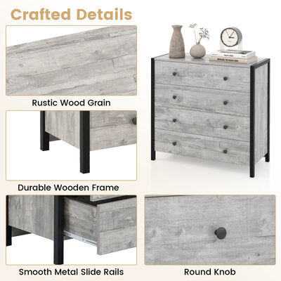 4-Drawer Dresser Modern Wooden Chest of Drawers for Bedroom Living Room-Gray