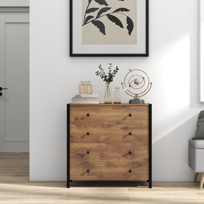 4-Drawer Dresser Modern Wooden Chest of Drawers for Bedroom Living Room-Oak