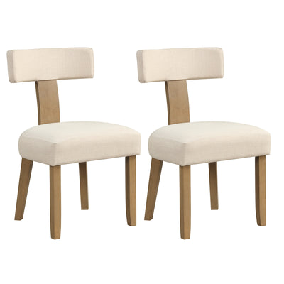 *Dining Chairs Set of 2 with Curved Backrest Padded Seat - Beige