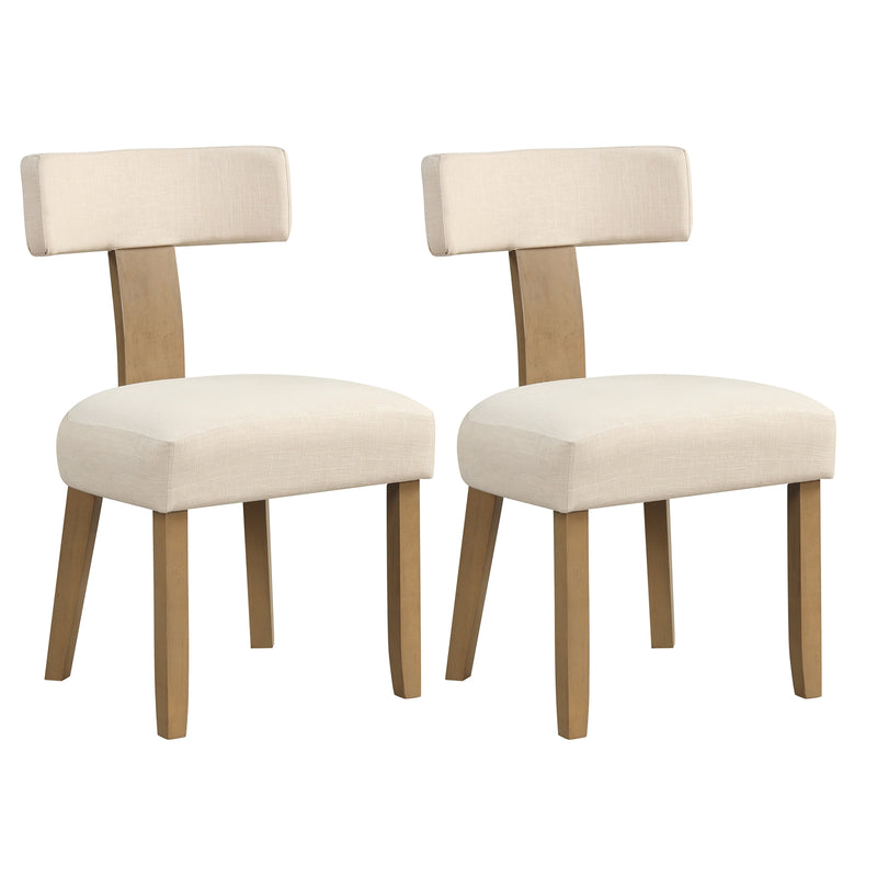 *Dining Chairs Set of 2 with Curved Backrest Padded Seat - Beige