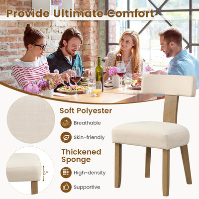 *Dining Chairs Set of 2 with Curved Backrest Padded Seat - Beige