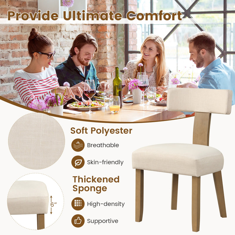 *Dining Chairs Set of 2 with Curved Backrest Padded Seat - Beige