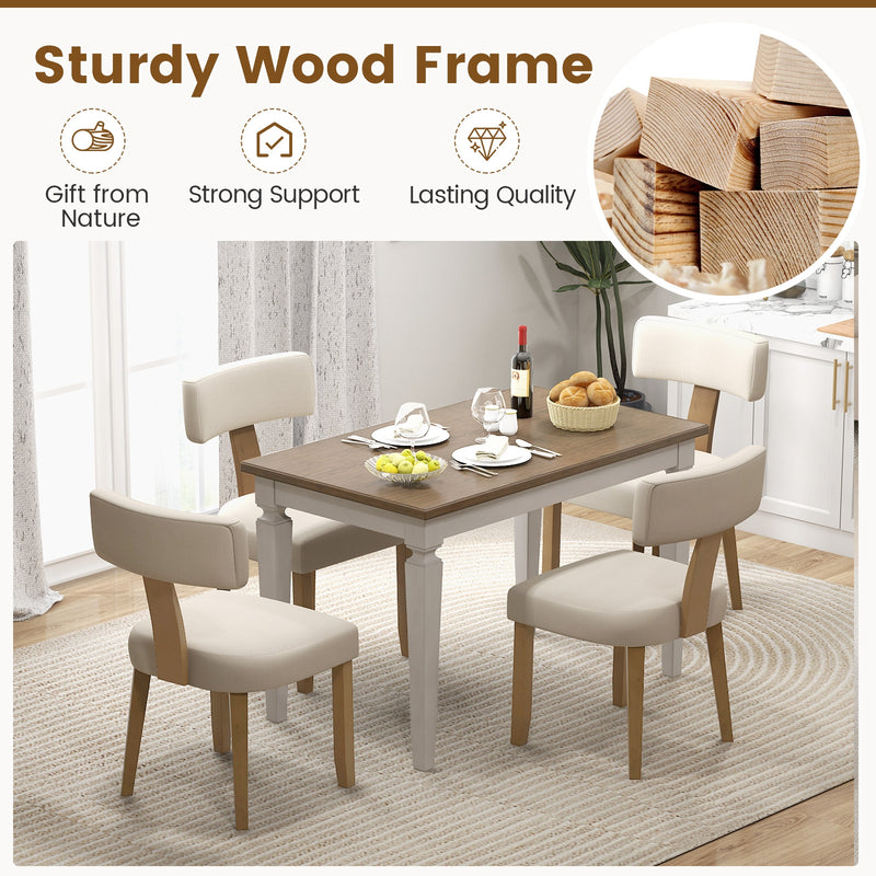 *Dining Chairs Set of 2 with Curved Backrest Padded Seat - Beige