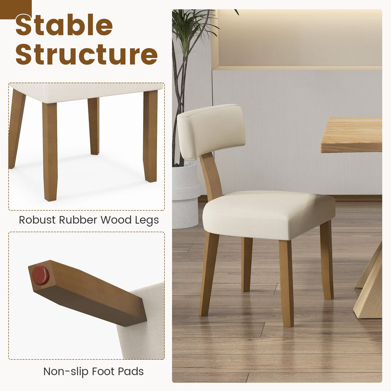 *Dining Chairs Set of 2 with Curved Backrest Padded Seat - Beige