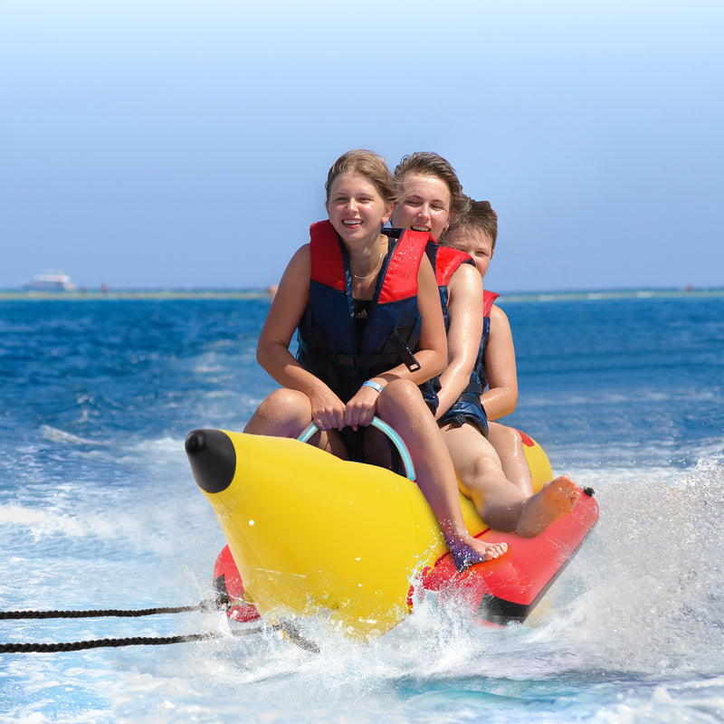 *3-Person Inflatable Banana Boat with Electric Air Pump Carrying Bag and Repair Kit