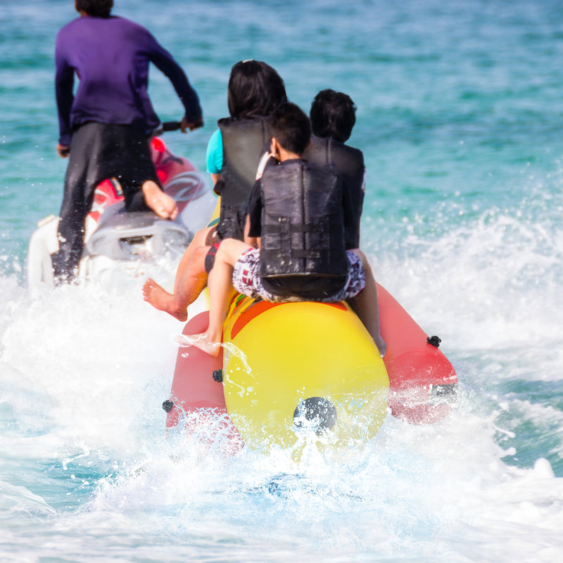 *3-Person Inflatable Banana Boat with Electric Air Pump Carrying Bag and Repair Kit