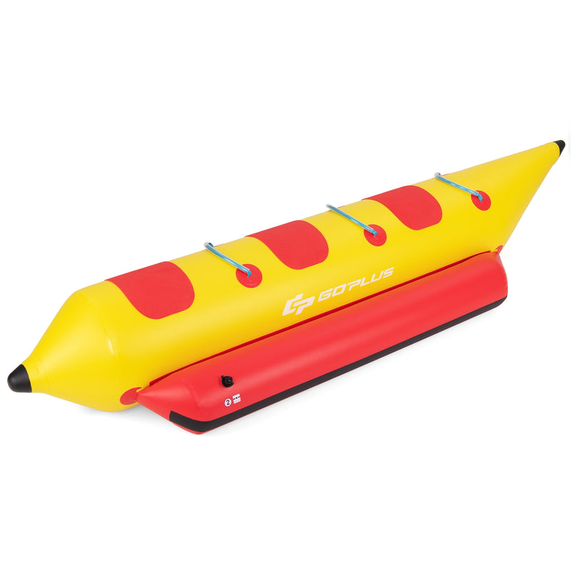 *3-Person Inflatable Banana Boat with Electric Air Pump Carrying Bag and Repair Kit