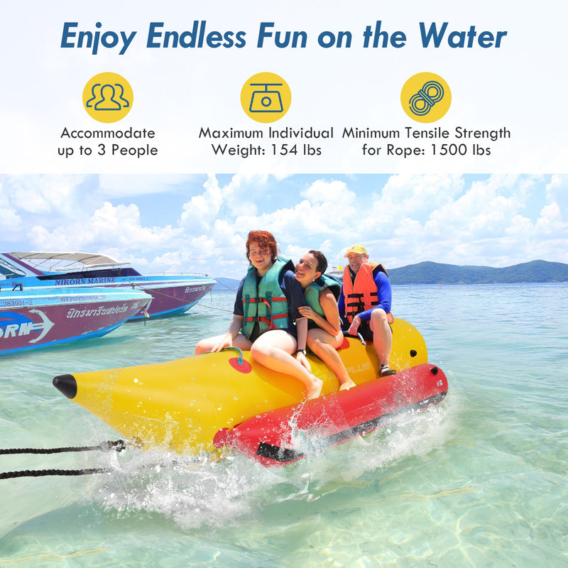 *3-Person Inflatable Banana Boat with Electric Air Pump Carrying Bag and Repair Kit
