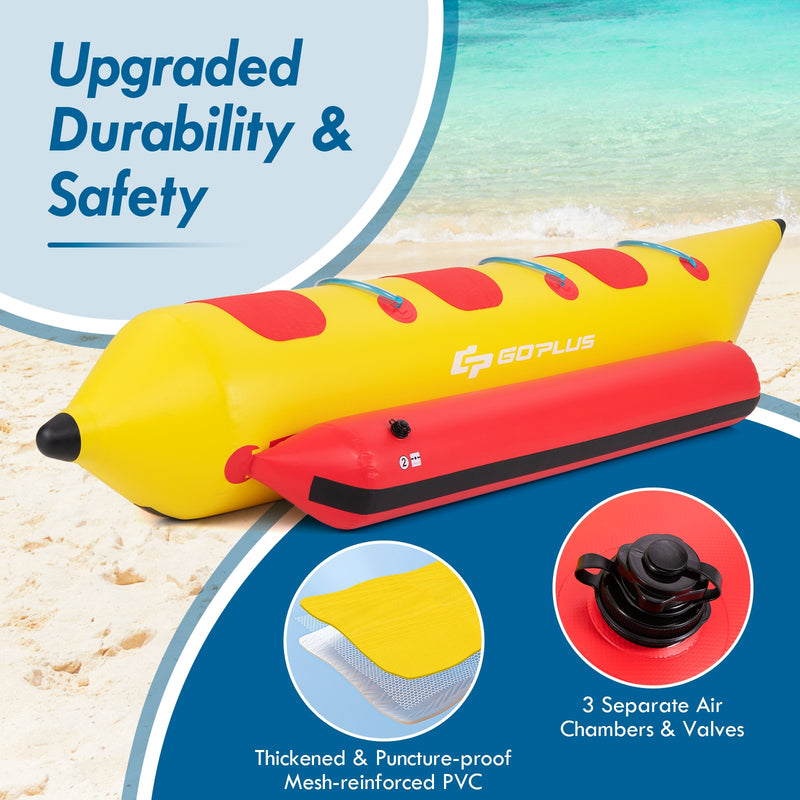 *3-Person Inflatable Banana Boat with Electric Air Pump Carrying Bag and Repair Kit