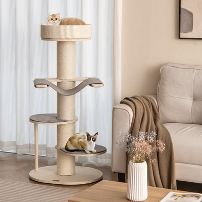*47 Inches Cat Tree for Indoor Cats with Thickened Sisal Scratching Posts - Gray