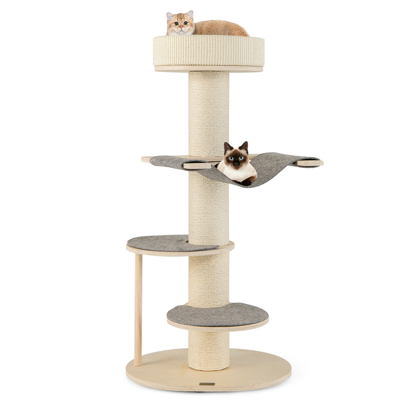 *47 Inches Cat Tree for Indoor Cats with Thickened Sisal Scratching Posts - Gray
