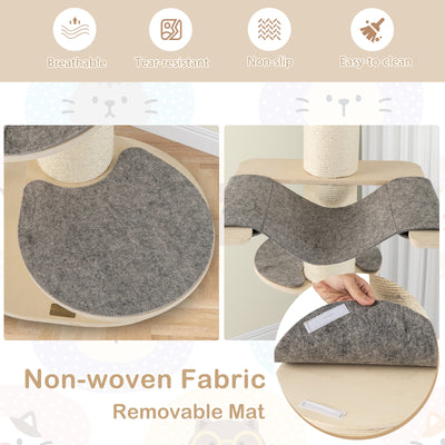 *47 Inches Cat Tree for Indoor Cats with Thickened Sisal Scratching Posts - Gray