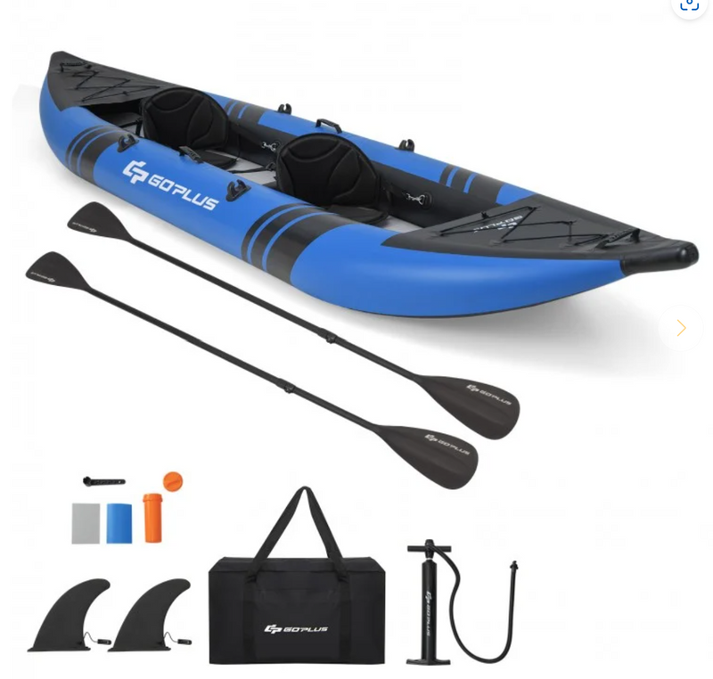 *Inflatable 2-person Kayak Set with Aluminium Oars and Repair Kit- Blue