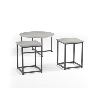 3-Piece Modern Faux Marble Coffee Table Set for Living Room-Natural