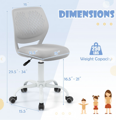 *Ergonomic Children Study Chair with Adjustable Height - Gray