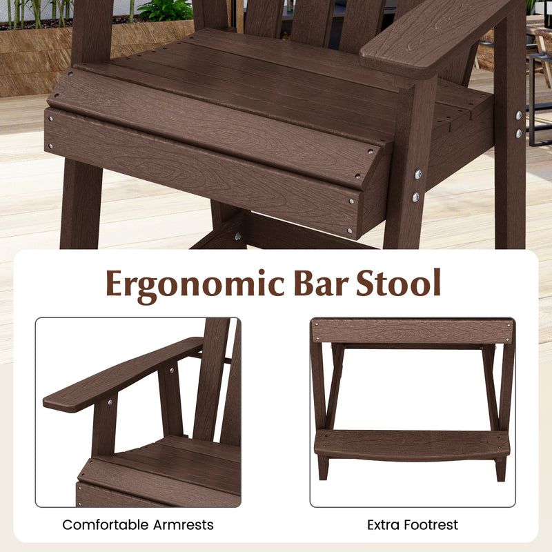 *HDPE Patio Chair with Armrest and Footrest for Indoor Outdoor - Brown