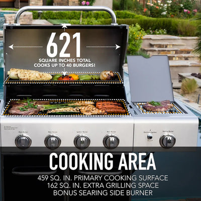 KENMORE 4 Burner Propane BBQ with Searing Side Burner in Black