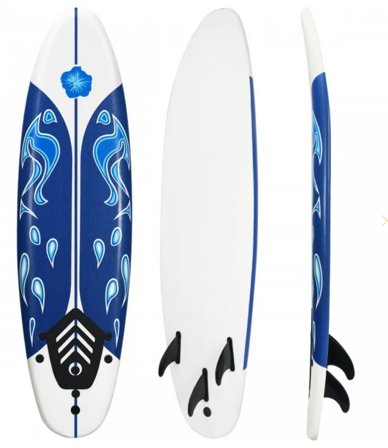 *6 Feet Surfboard with 3 Detachable Fins - White