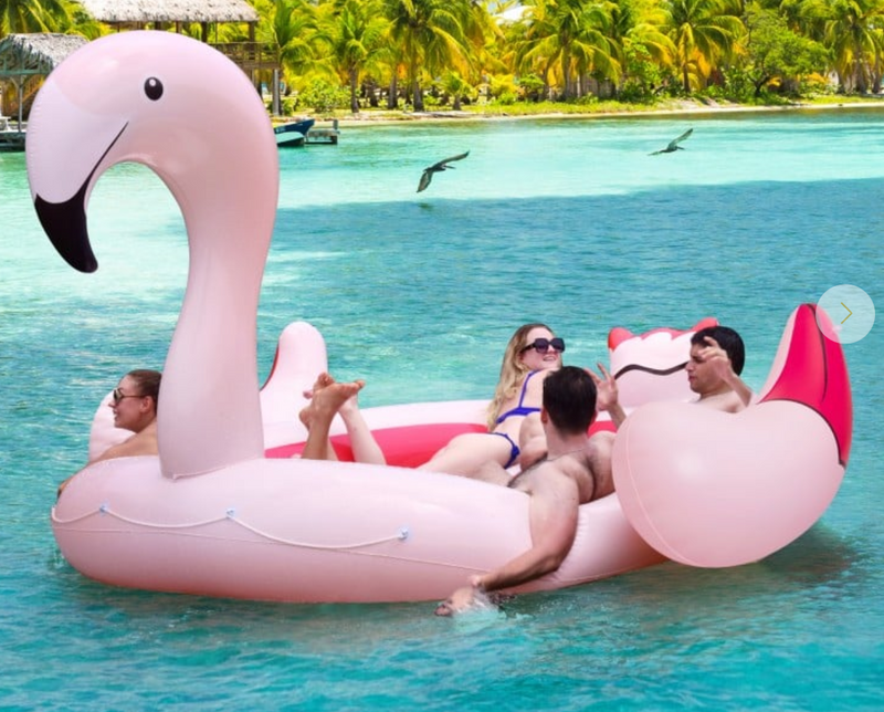 *6 People Inflatable Flamingo Floating Island with 6 Cup Holders for Pool and River