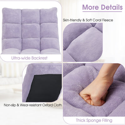 14-Position Adjustable Cushioned Floor Chair-Light Purple