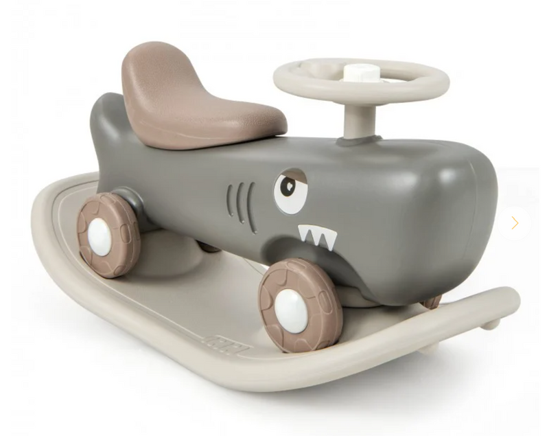 *Convertible Rocking Horse and Sliding Car with Detachable Balance Board - Dark Gray