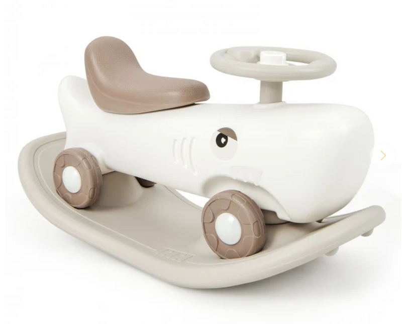 *Convertible Rocking Horse and Sliding Car with Detachable Balance Board - White