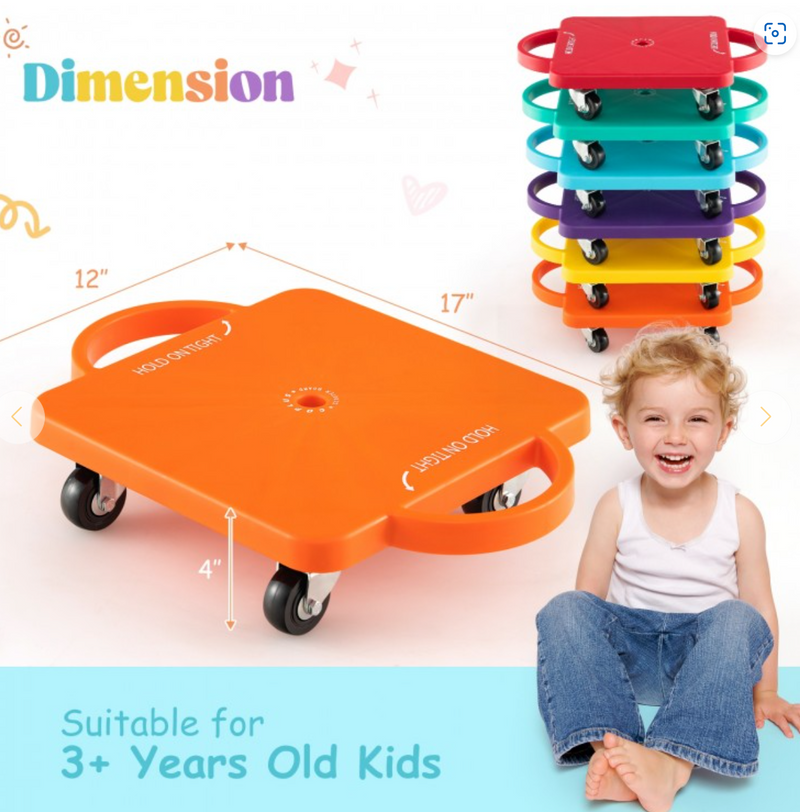 *6-Pack Kids Scooter Board with Handles and Non-Marring Casters