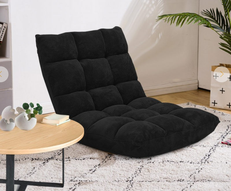 *14-Position Adjustable Cushioned Floor Chair - Black