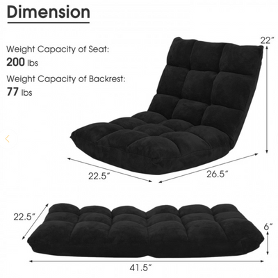 *14-Position Adjustable Cushioned Floor Chair - Black