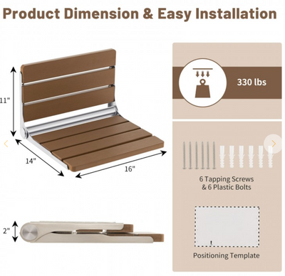 *Wall-Mounted Foldable Waterproof HIPS Bathroom Bench