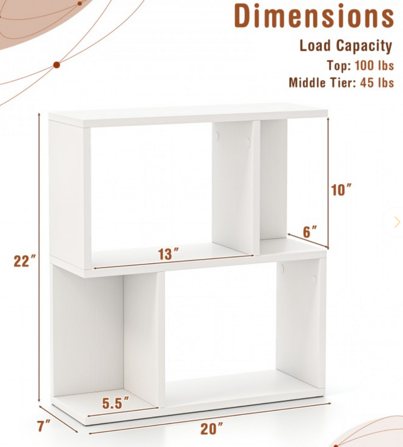 *3-Tier Bookshelf with Display Shelf for Small Space - White