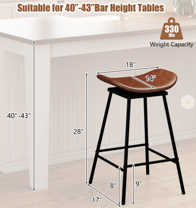 Set of 2 Swivel Barstools Faux Leather Upholstered Backless with Footrest - Brown