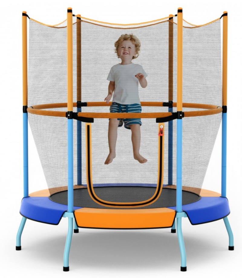 *48 Inch Toddler Trampoline with Safety Enclosure Net - Orange