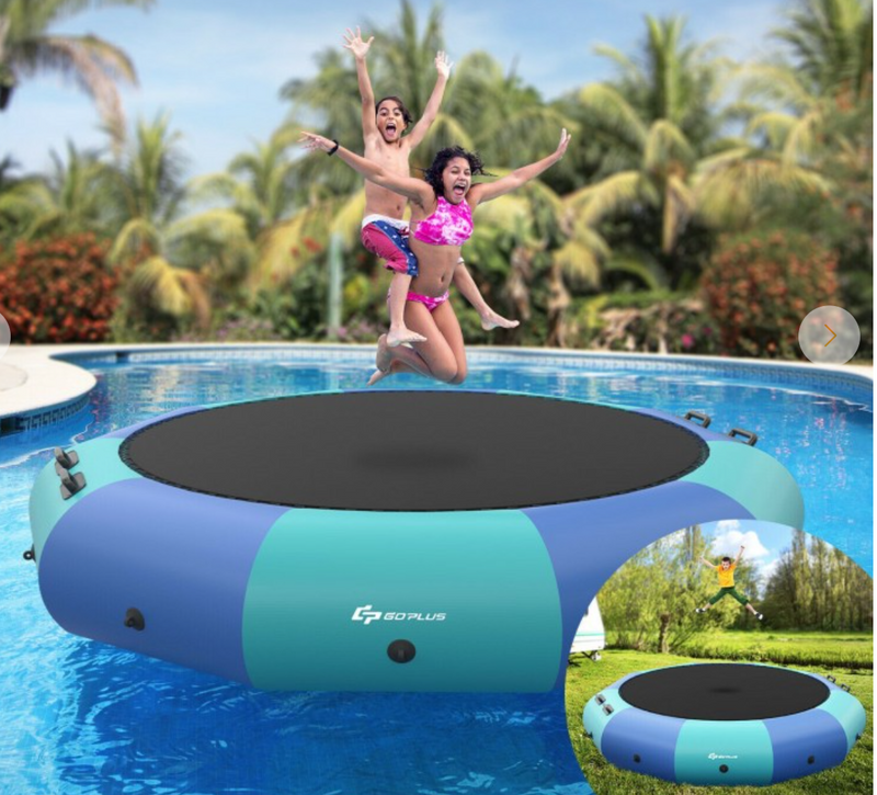 *15 Feet Inflatable Splash Padded Water Bouncer Trampoline - Blue