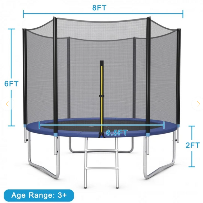 *8/10/12/14/15/16 Feet Outdoor Trampoline Bounce Combo with Safety Closure Net Ladder - 8 ft