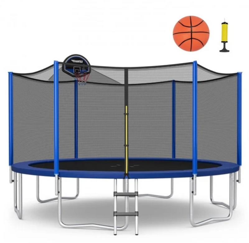 *12/14/15/16 Feet Outdoor Recreational Trampoline with Enclosure Net - 16 ft