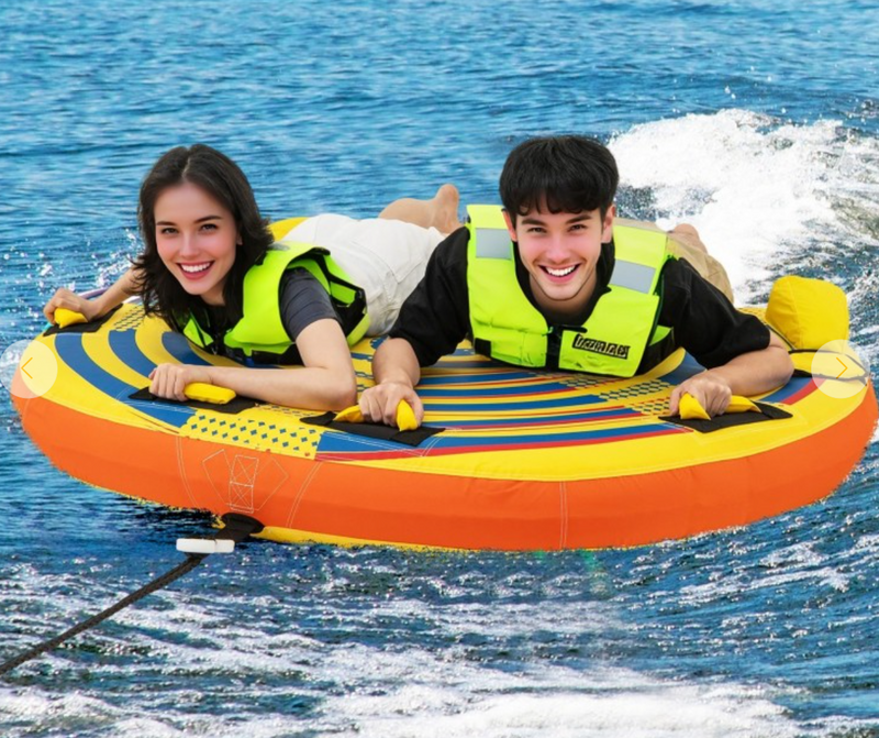 *1 or 2 Person Inflatable Towable Tube for Boating with Quick Connector