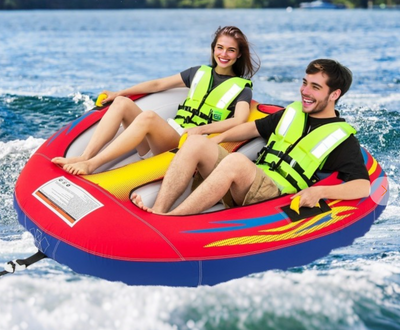 *1 or 2 Person Inflatable Towable Tube for Boating with Drainage