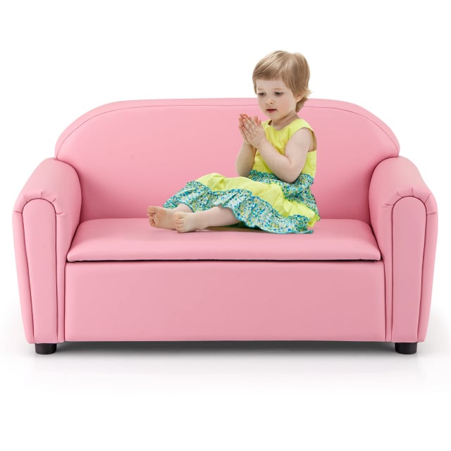 Kids Sofa Armrest Chair with Storage Function-Pink