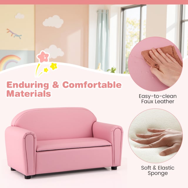 Kids Sofa Armrest Chair with Storage Function-Pink