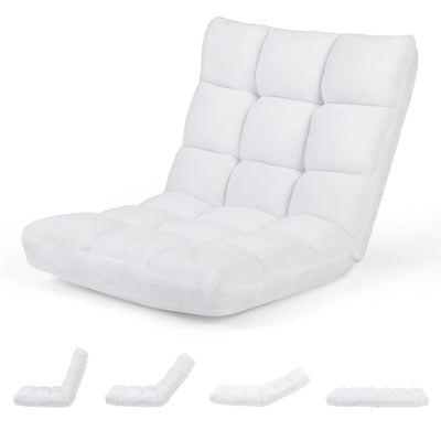 14-Position Adjustable Cushioned Floor Chair-White