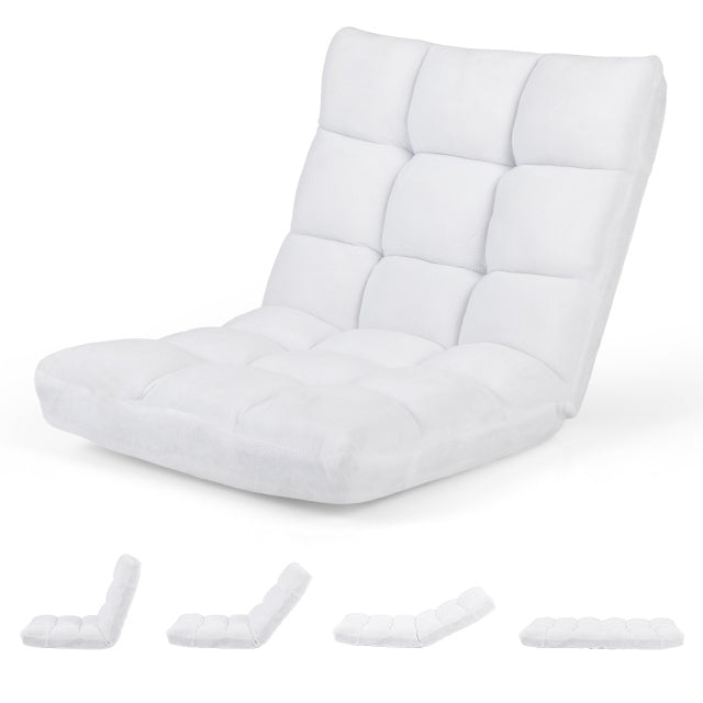 14-Position Adjustable Cushioned Floor Chair-White