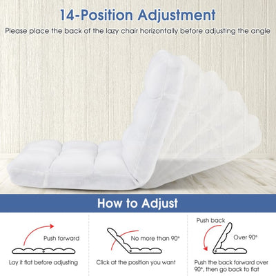 14-Position Adjustable Cushioned Floor Chair-White
