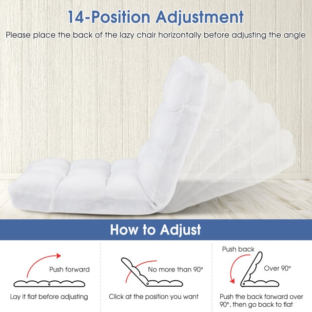 14-Position Adjustable Cushioned Floor Chair-White